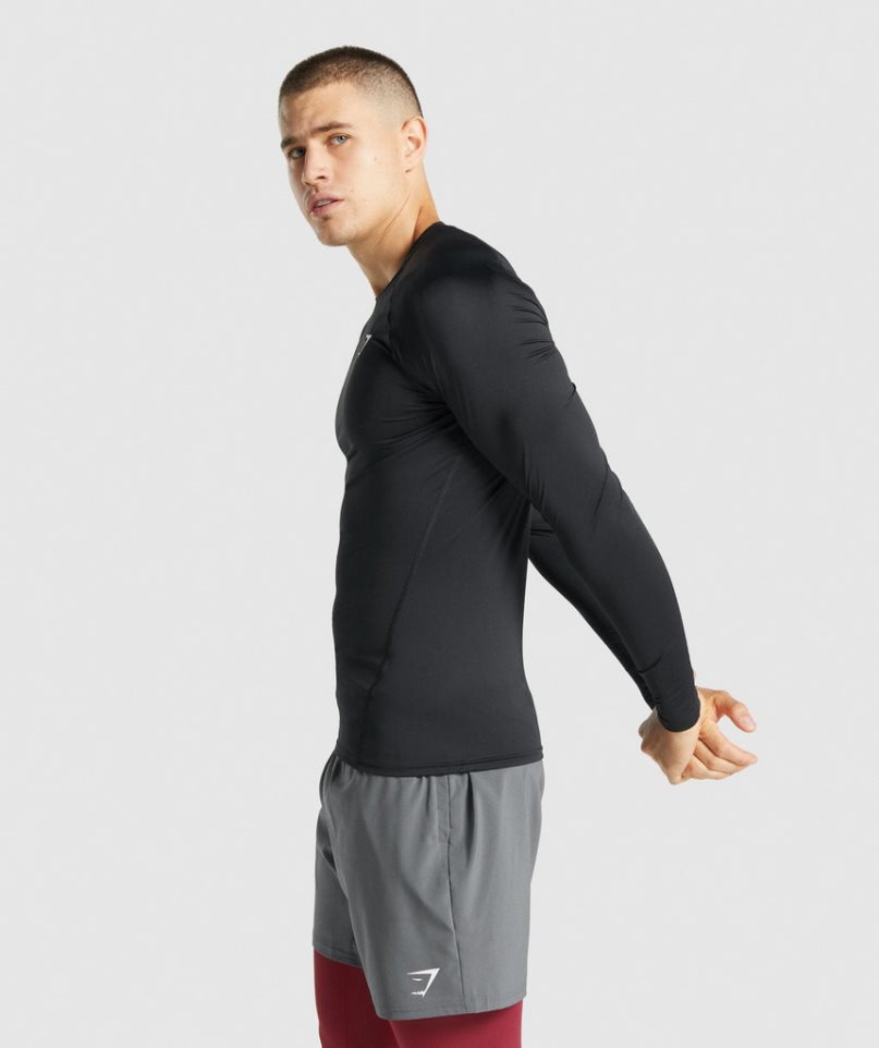 Men's Gymshark Element Baselayer Long Sleeve T-Shirts Black | CA 7180D5